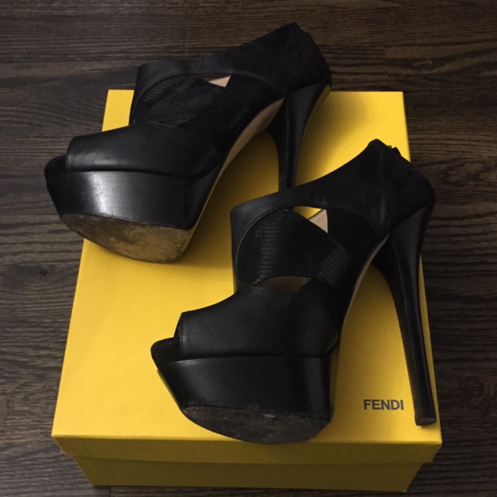 Authentic Fendi Platform Open Toe Booties - image 2